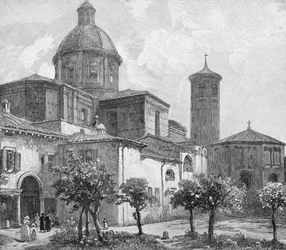 La catedral y el baptisterio, Rávena, Italia, de 